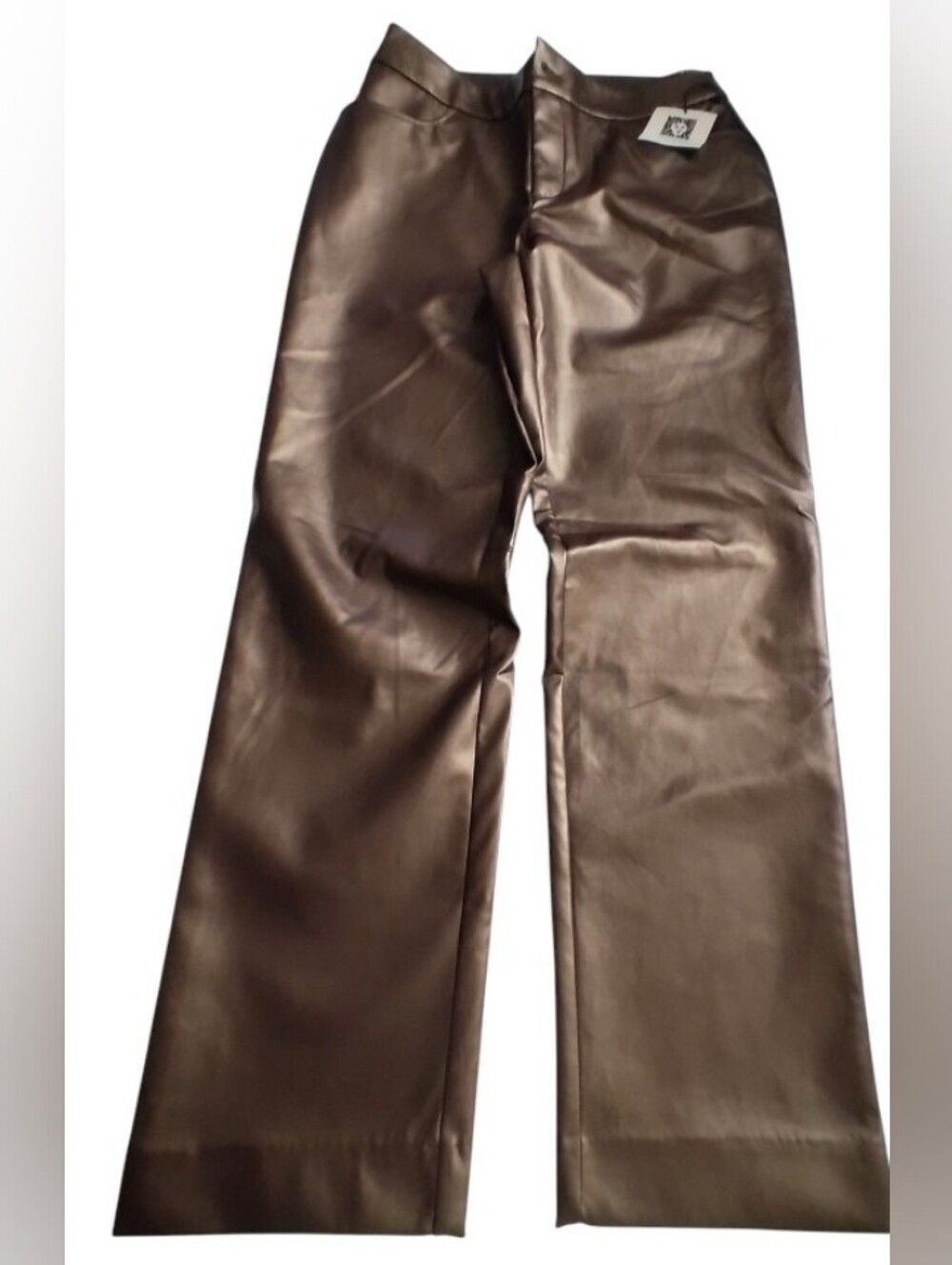 Anne Klein Metallic Bronze Faux Leather Pants New Size 4